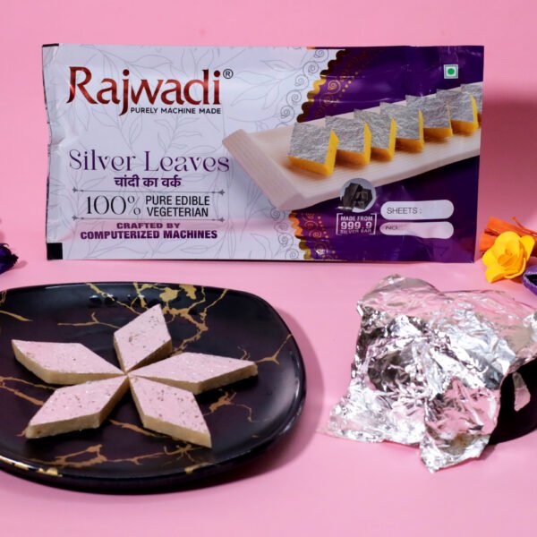 Rajwadi Edible Silver Leaves (Chandi Vark) 5x7 Inch – 150 Sheets Flat Pack | 999.9% Pure Silver | Machine Made & Cruelty-Free